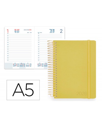 Agenda espiral liderpapel neon a5 2026 dia pagina design 3 papel 70 gr