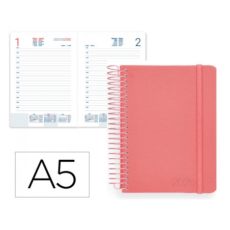 Agenda espiral liderpapel neon a5 2026 dia pagina design 1 papel 70 gr