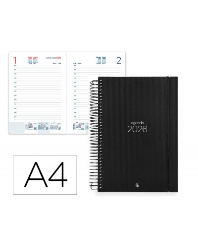 Agenda espiral liderpapel olbia a4 2026 dia pagina design 2 papel 60 gr