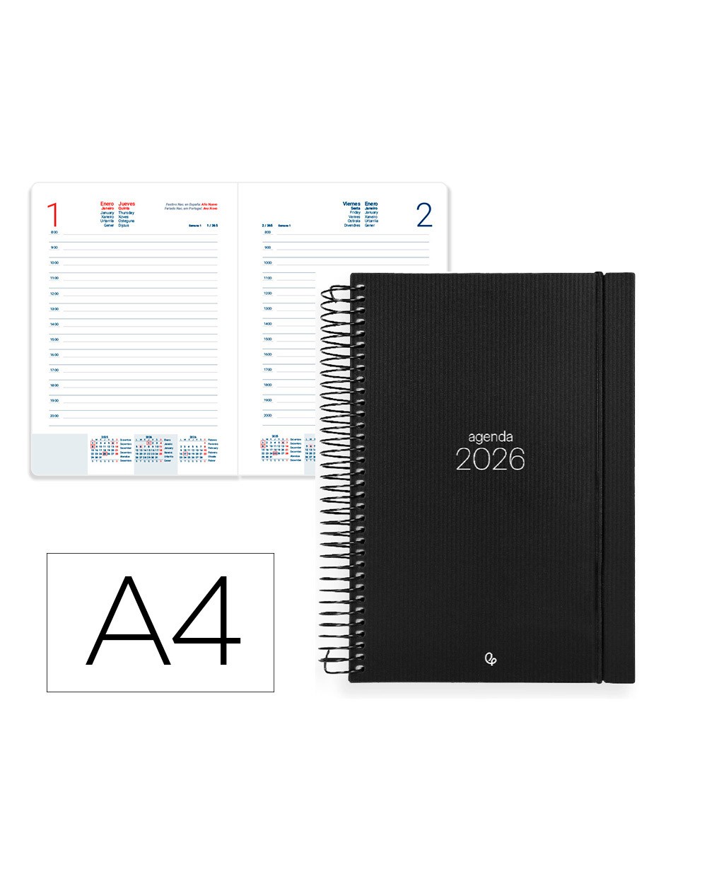 Agenda espiral liderpapel olbia a4 2026 dia pagina design 2 papel 60 gr