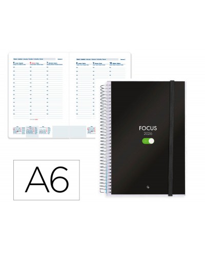 Agenda espiral liderpapel tinos a6 2026 semana vista design 1 papel 70 gr