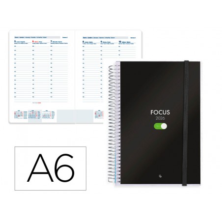 Agenda espiral liderpapel tinos a6 2026 semana vista design 1 papel 70 gr