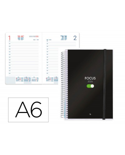 Agenda espiral liderpapel tinos a6 2026 dia pagina design 1 papel 70 gr