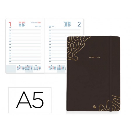 Agenda encuadernada liderpapel efira a5 2026 dia pagina design 3 papel 70 gr