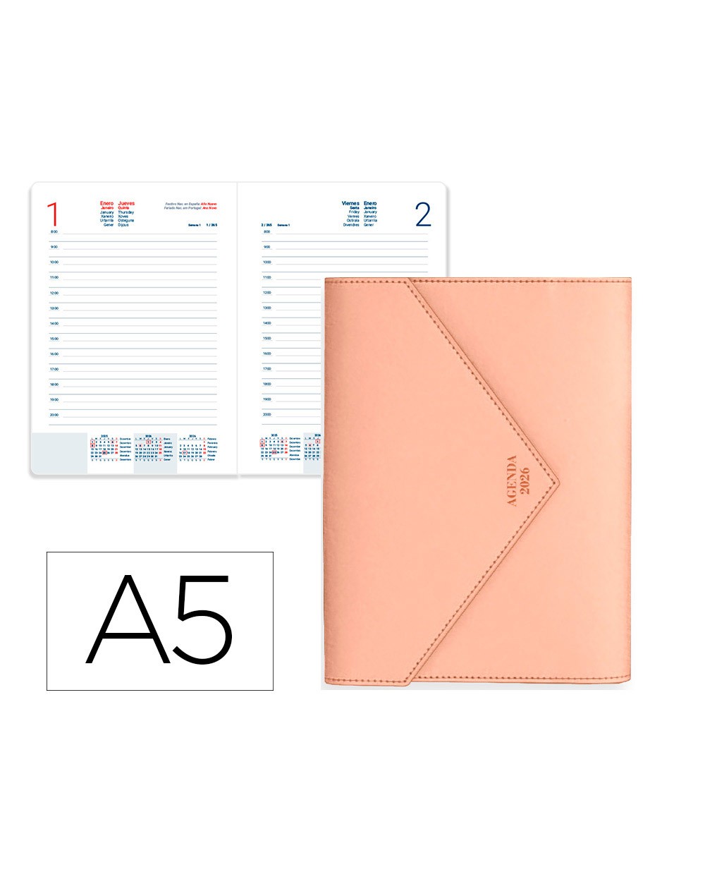 Agenda encuadernada liderpapel psara a5 2026 dia pagina design 4 papel 70