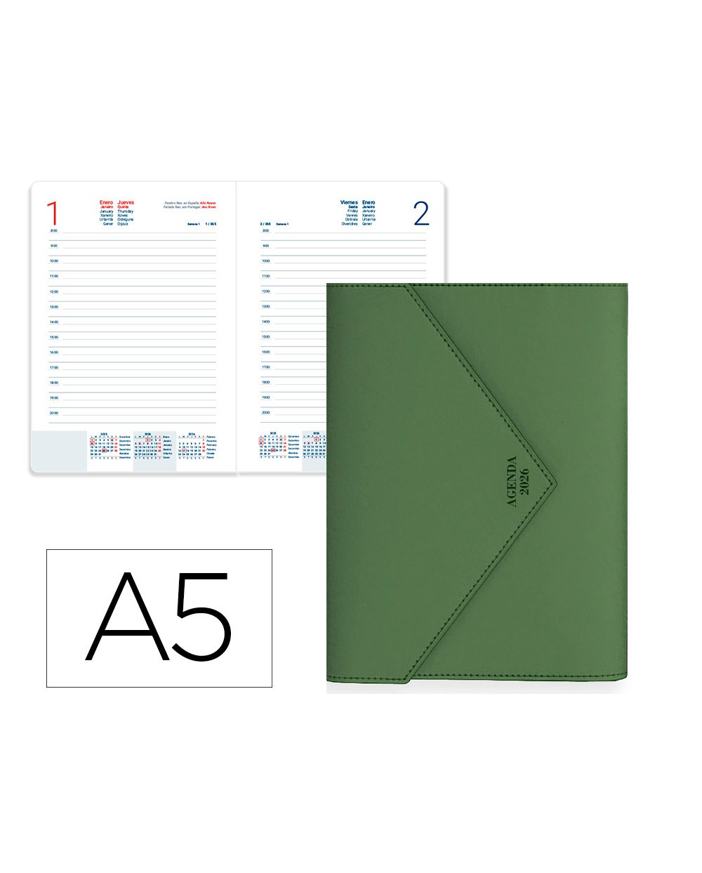 Agenda encuadernada liderpapel psara a5 2026 dia pagina design 2 papel 70 gr