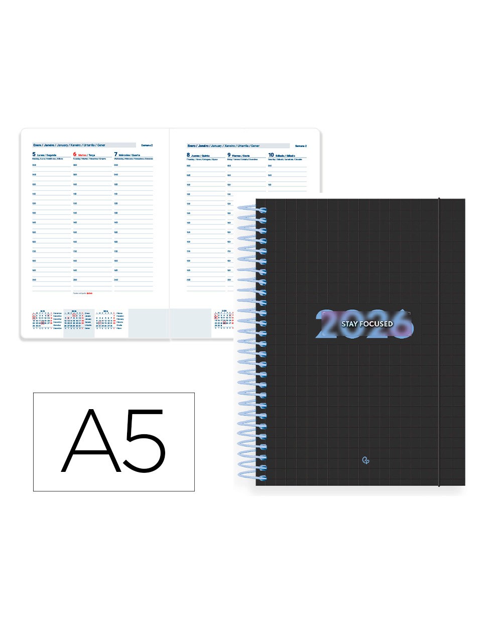 Agenda espiral liderpapel kimolos a6 2026 semana vista design 1 papel 70 gr