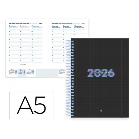 Agenda espiral liderpapel kimolos a6 2026 semana vista design 1 papel 70 gr