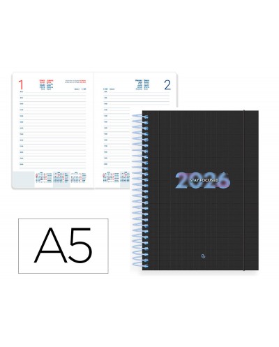 Agenda espiral liderpapel kimolos a5 2026 dia pagina design 1 papel 70 gr