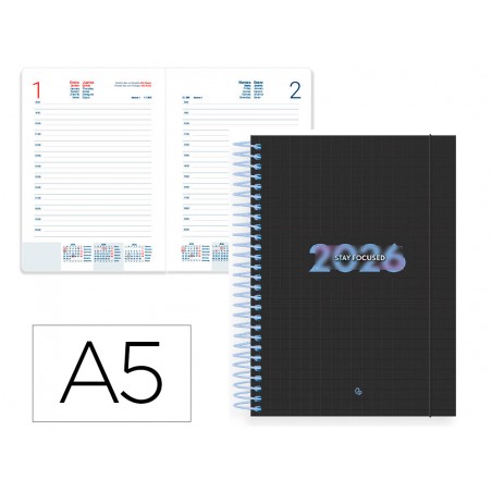 Agenda espiral liderpapel kimolos a5 2026 dia pagina design 1 papel 70 gr