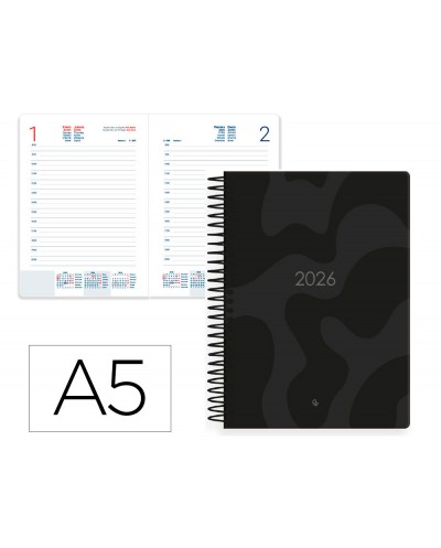 Agenda espiral liderpapel syros 150x210 mm 2026 dia pagina design 6 papel 60 gr