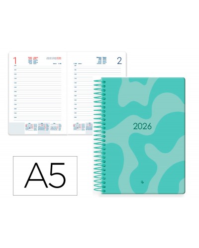 Agenda espiral liderpapel syros 150x210 mm 2026 dia pagina design 5 papel 60 gr