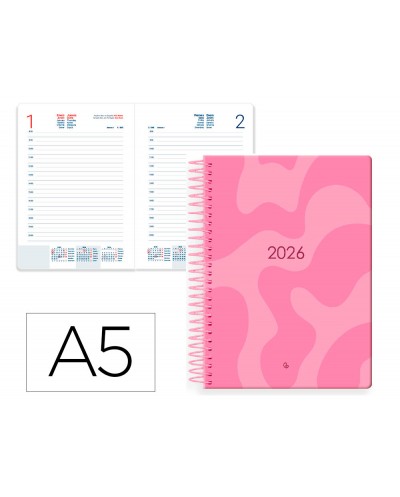 Agenda espiral liderpapel syros 150x210 mm 2026 dia pagina design 4 papel 60 gr