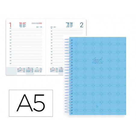 Agenda espiral liderpapel perissa a5 2026 dia pagina design 4 papel 80 gr
