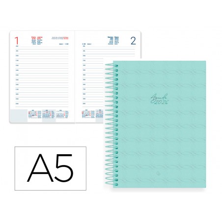 Agenda espiral liderpapel perissa a5 2026 dia pagina design 1 papel 80 gr