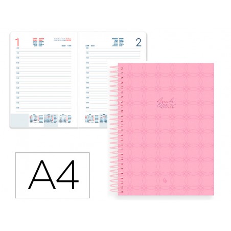 Agenda espiral liderpapel perissa a4 2026 dia pagina design 2 papel 80 gr