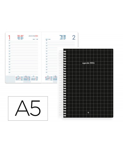 Agenda espiral liderpapel gazi a5 2026 dia pagina design 2 papel 70 gr