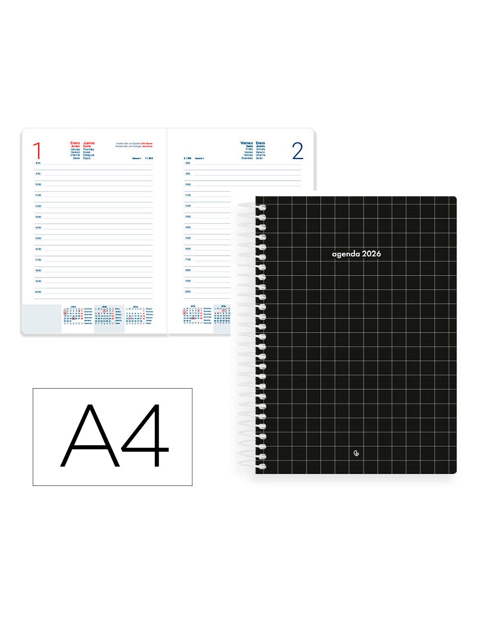 Agenda espiral liderpapel gazi a4 2026 dia pagina design 2 papel 70 gr