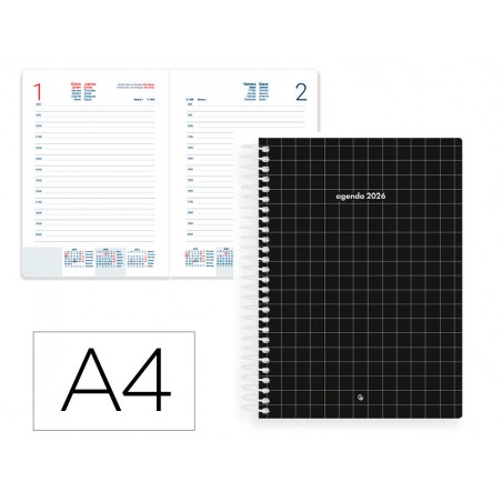 Agenda espiral liderpapel gazi a4 2026 dia pagina design 2 papel 70 gr