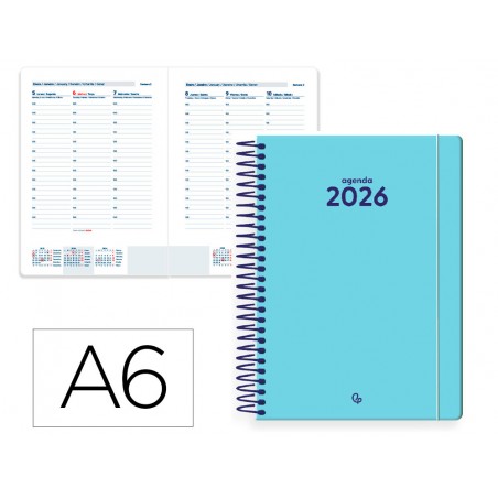 Agenda espiral liderpapel classic a6 2026 semana vista design 1 papel 70 gr