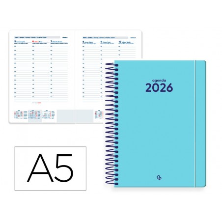 Agenda espiral liderpapel classic a5 2026 semana vista design 1 papel 70 gr