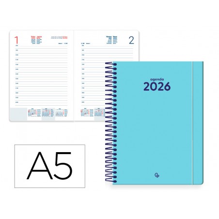 Agenda espiral liderpapel classic a5 2026 dia pagina design 1 papel 70 gr