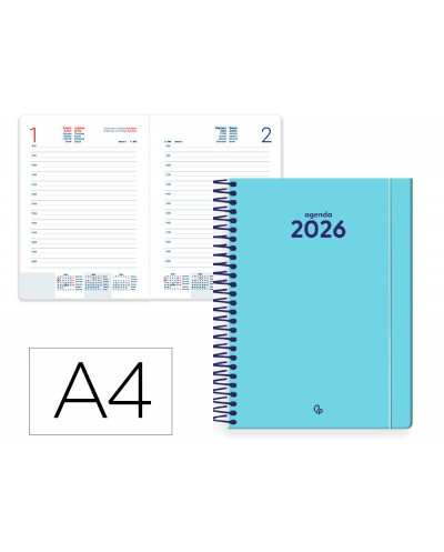 Agenda espiral liderpapel classic a4 2026 dia pagina design 1 papel 70 gr