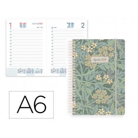 Agenda espiral liderpapel santorini a6 2026 dia pagina design 4 papel 60 gr