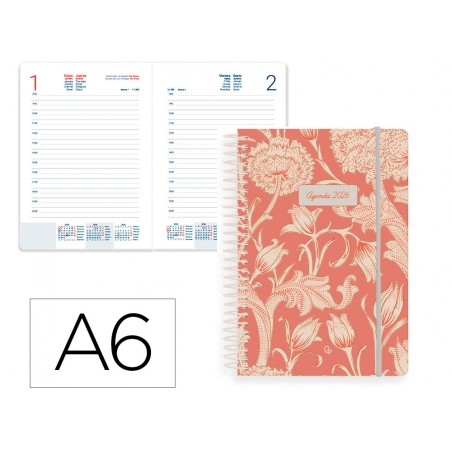 Agenda espiral liderpapel santorini a6 2026 dia pagina design 3 papel 60 gr