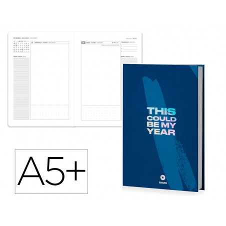 Agenda encuadernada antartik a5 2026 dia pagina simil piel papel 80 gr