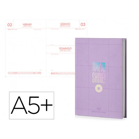 Agenda encuadernada antartik a5 2026 dia pagina simil piel papel 80 gr