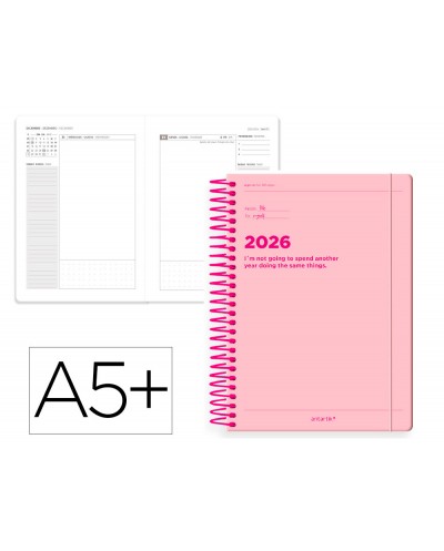 Agenda espiral antartik a5 2026 dia pagina diseno 4 papel 80 gr