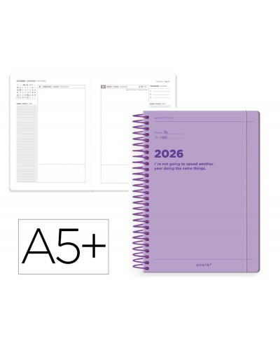Agenda espiral antartik a5 2026 dia pagina diseno 3 papel 80 gr
