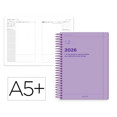 Agenda espiral antartik a5 2026 dia pagina diseno 3 papel 80 gr