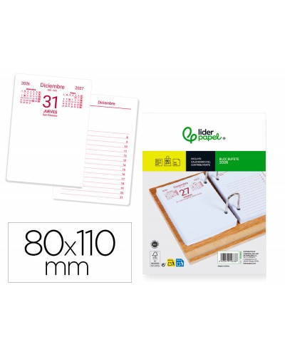 Bloc bufete liderpapel 2026 80x110 mm papel 80 gr