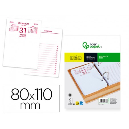Bloc bufete liderpapel 2026 80x110 mm papel 80 gr