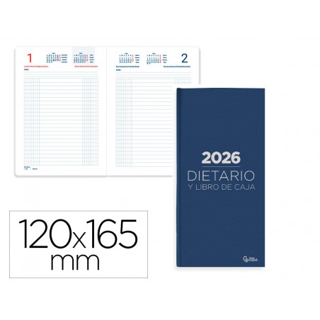Dietario liderpapel 2026 octavo 120x165 mm dia pagina color azul papel 70 gr