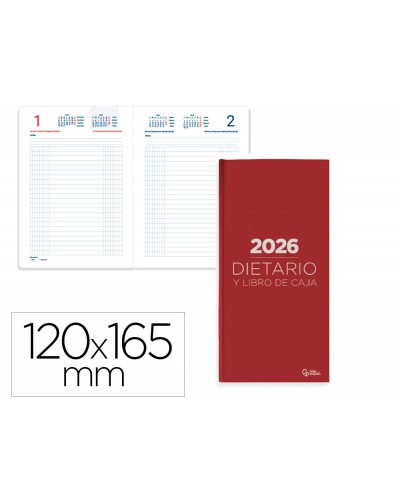 Dietario liderpapel 2026 octavo 120x165 mm dia pagina color rojo papel 70 gr