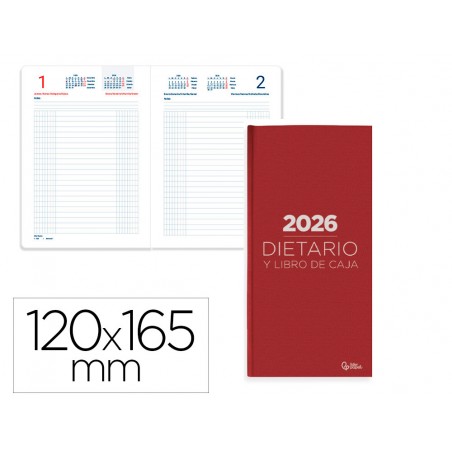 Dietario liderpapel 2026 octavo 120x165 mm dia pagina color rojo papel 70 gr