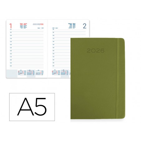Agenda encuadernada liderpapel mykonos 150x210 mm 2026 dia pagina design 7 papel 70 gr