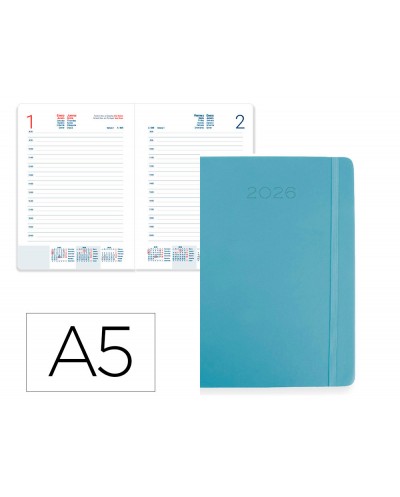 Agenda encuadernada liderpapel mykonos 150x210 mm 2026 dia pagina design 6 papel 70 gr