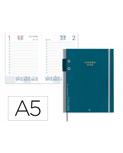 Agenda encuadernada liderpapel paxos a5 2026 dia pagina design 1 papel 70 gr