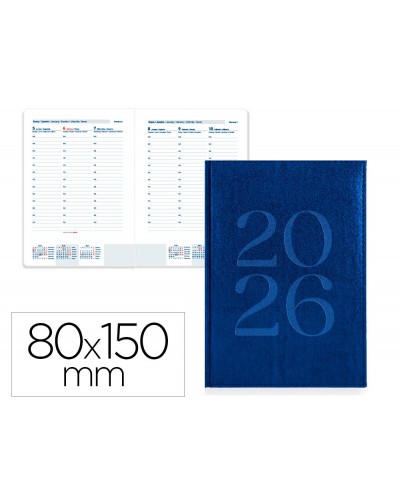 Agenda encuadernada liderpapel creta 80x150 mm 2026 semana vista burgundy papel 70 gr