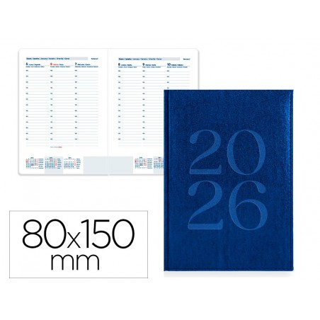 Agenda encuadernada liderpapel creta 80x150 mm 2026 semana vista burgundy papel 70 gr