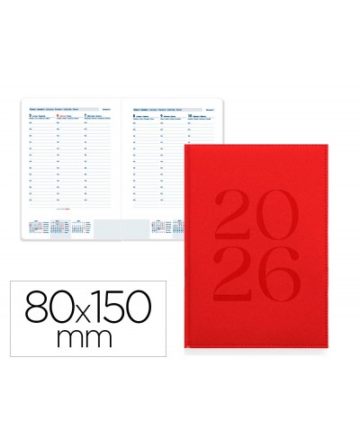 Agenda encuadernada liderpapel creta 80x150 mm 2026 semana vista azul papel 70 gr