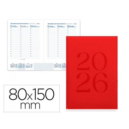 Agenda encuadernada liderpapel creta 80x150 mm 2026 semana vista azul papel 70 gr