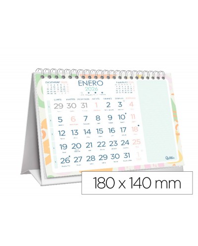 Calendario espiral triangular liderpapel de sobremesa serie joven 2026 18x14 cm papel 128 gr con pegatinas