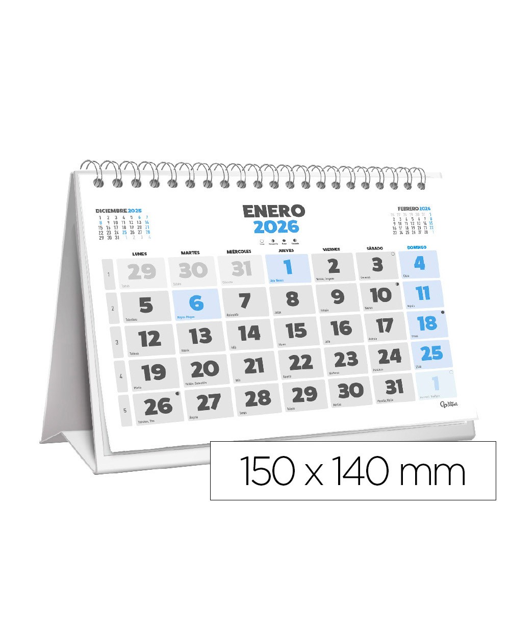 Calendario espiral triangular liderpapel de sobremesa serie clasico 2026 14x15 cm papel 128 gr