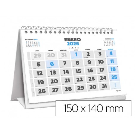 Calendario espiral triangular liderpapel de sobremesa serie clasico 2026 14x15 cm papel 128 gr