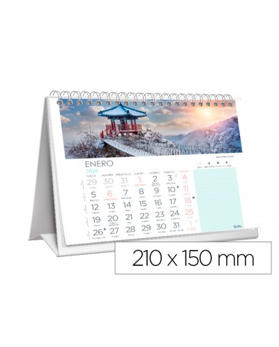 Calendario espiral triangular liderpapel de sobremesa imagenes ciudades 2026 21x15 cm papel 128 gr con pegatinas
